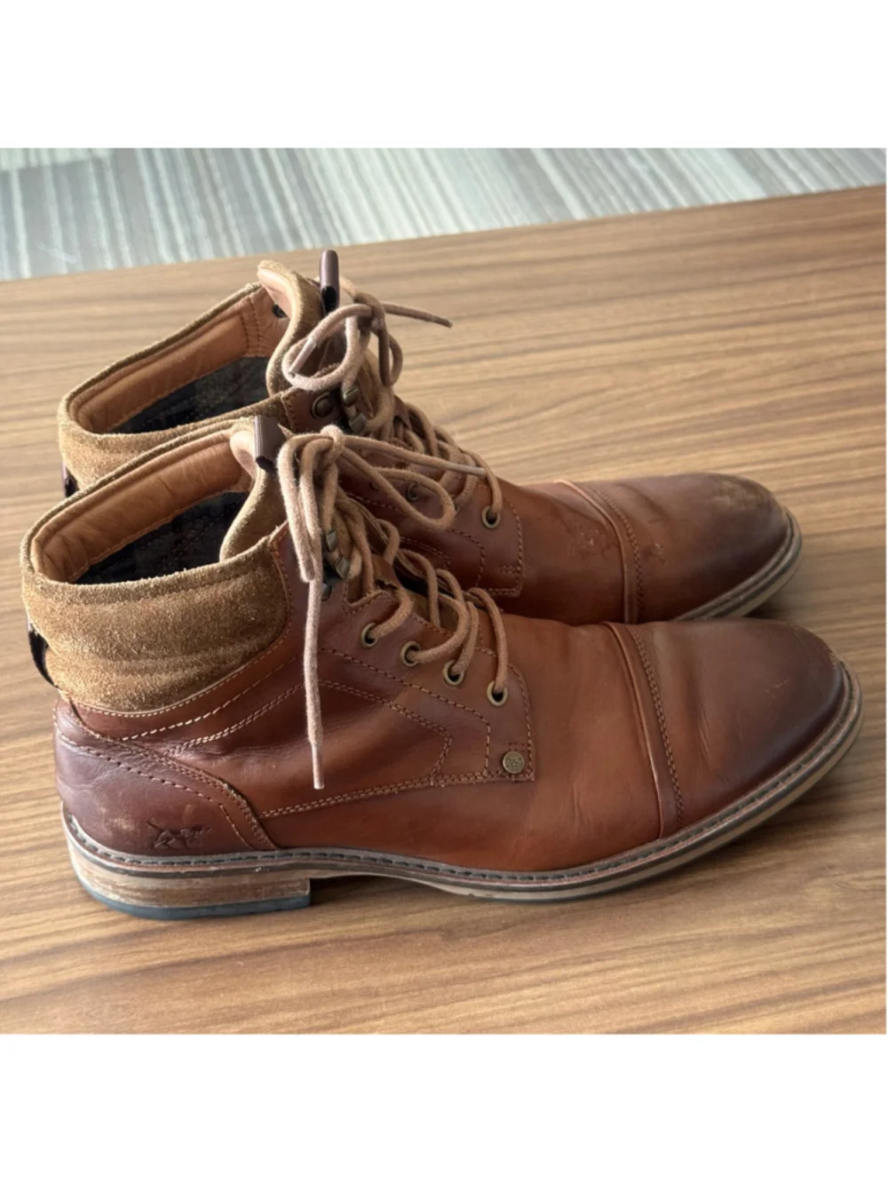 Rodd & Gunn Dunedin Military Brown Leather Cap Toe Lace Up Boots Men EU 43/US 10